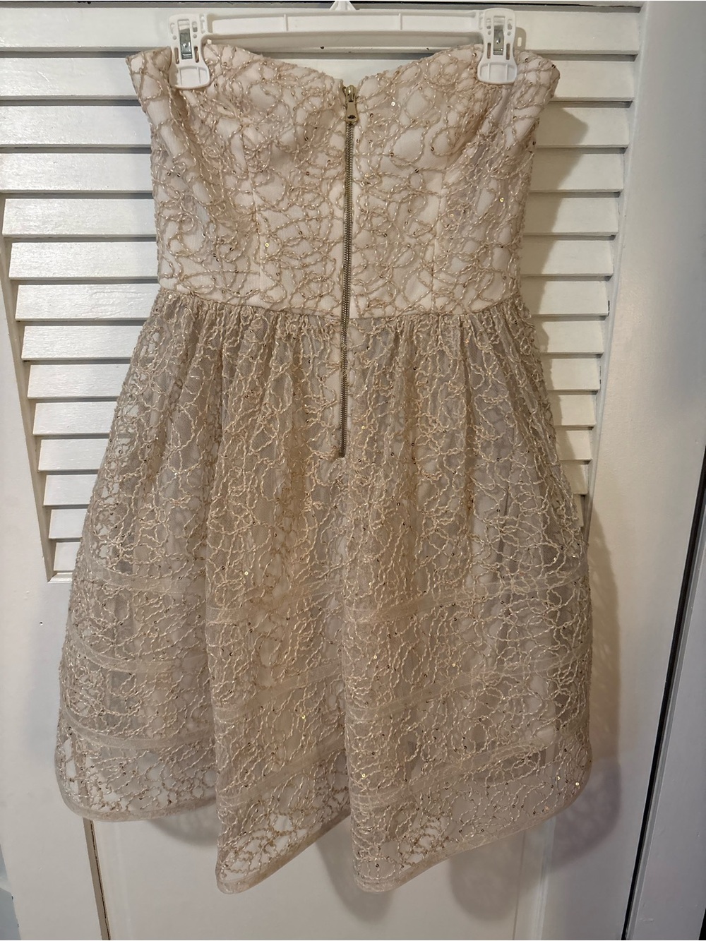 Betsey Johnson Gold Lace Strapless Party Dress